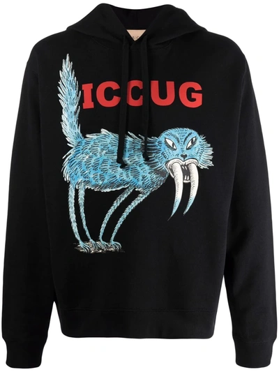 Shop Gucci X Freya Hartas Iccug-print Hoodie In Schwarz