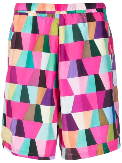 Formy Studio Geometric-print Track Shorts In Rosa