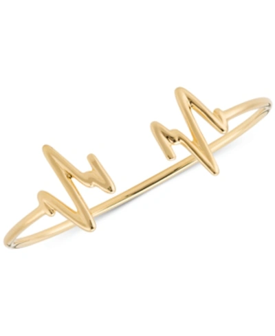 Shop Sarah Chloe Heartbeat Bangle Cuff Bracelet In Gold Over Silver