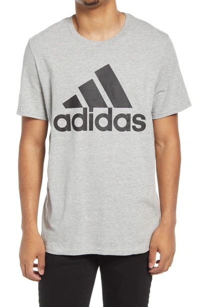 Shop Adidas Originals Basic Badge Of Sport Graphic Tee In Medium Grey