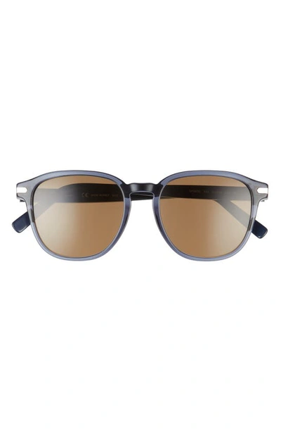Shop Ferragamo Timeless 53mm Rectangular Sunglasses In Crystal Navy Blue/ Brown