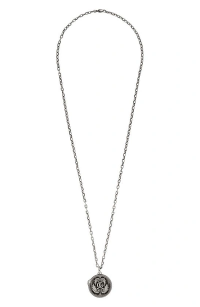 Shop Gucci Garden Double-g Logo Pendant Necklace In Sterling Silver