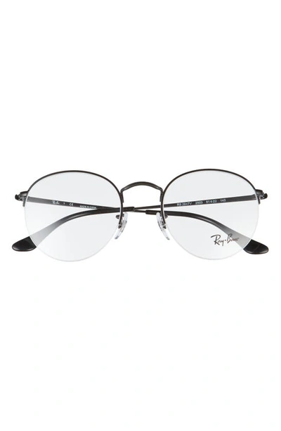 Shop Ray Ban 51mm Round Optical Glasses In Matte Black/ Clear