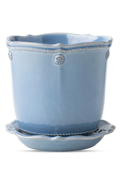 Juliska Berry & Thread 2-piece Chambray Planter & Saucer Set In Chambray
