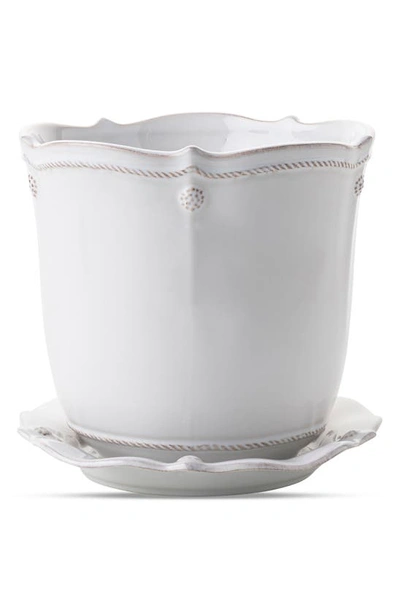 Juliska Berry & Thread Whitewash 2-piece Planter & Saucer Set In Whitewash