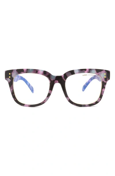 Shop Aimee Kestenberg Houston 52mm Square Blue Light Blocking Glasses In Opal Tortoise/ Clear