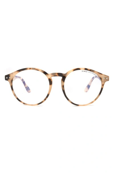Shop Aimee Kestenberg Ludlow 50mm Round Blue Light Blocking Glasses In Milky Tan Tortoise/ Clear