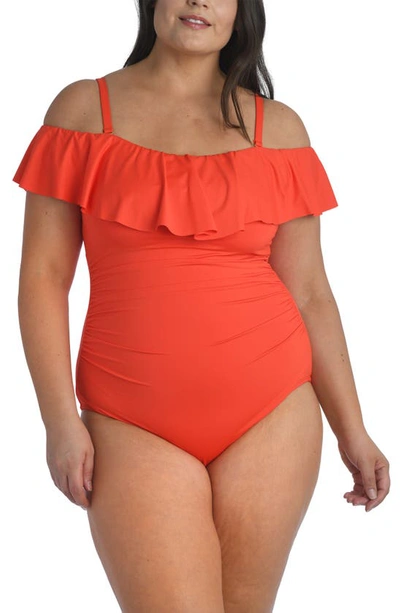 Shop La Blanca Off The Shoulder One-piece Swimsuit In Paprika