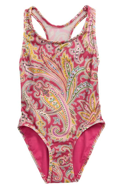 Shop Zimmermann Kids' Teddy Paisley One-piece Swimsuit In Pink Paisley