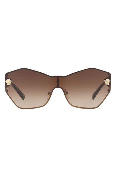 Shop Versace Gradient Shield Sunglasses In Gold/ Gold