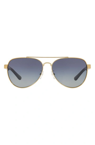 Shop Tory Burch 57mm Aviator Sunglasses In Rose Gold/ Gradient