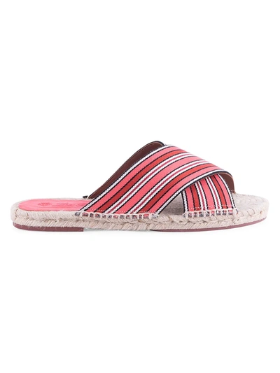 Shop Loro Piana Suitcase Stripes Canvas Espadrille Sandals In Coral Bay