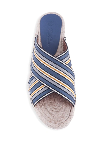 Shop Loro Piana Suitcase Stripes Canvas Espadrille Sandals In Night Flight