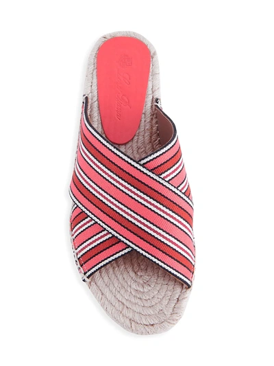 Shop Loro Piana Suitcase Stripes Canvas Espadrille Sandals In Coral Bay