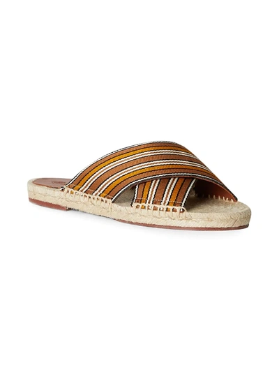 Shop Loro Piana Suitcase Stripes Canvas Espadrille Sandals In Coral Bay