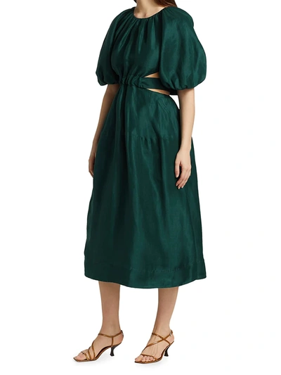 Shop Aje Mimosa Cutout Midi Dress In Emerald