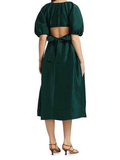 Shop Aje Mimosa Cutout Midi Dress In Emerald