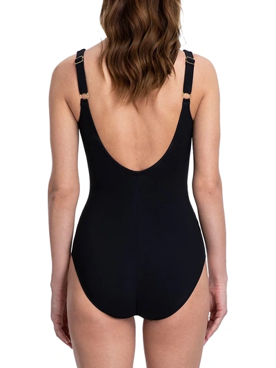 Shop Gottex Striped One-piece Swimsuit In Black
