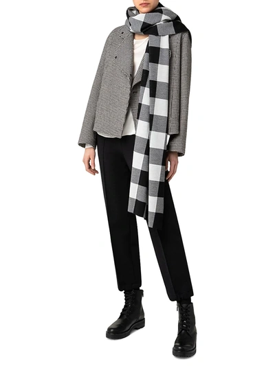 Shop Akris Punto Buffalo Check Wool Scarf In Chalk Black