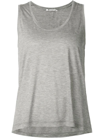 Alexander Wang T Classic High Neck Flared Tank In Heather Grey