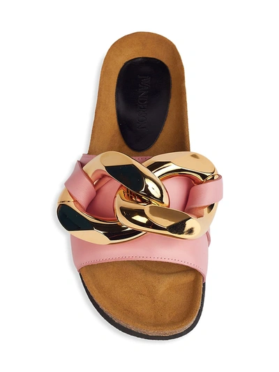 Shop Jw Anderson Chain Leather Slides In Pink