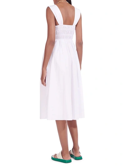 Shop Staud Women's Ida Smocked Bodice Dress In White