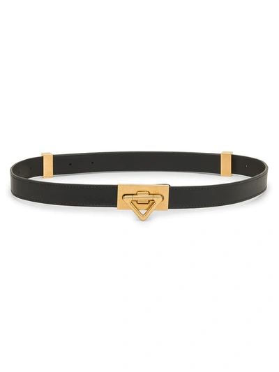 Shop Bottega Veneta Leather Belt In Black Gold