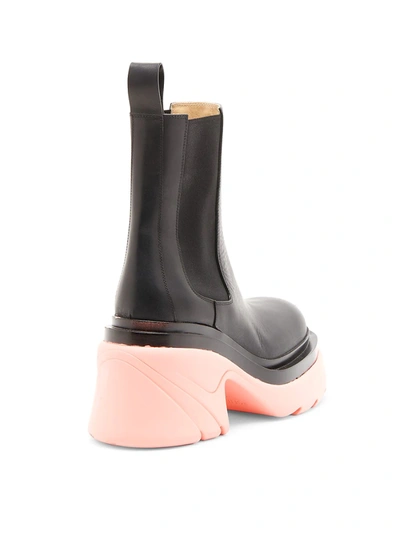 Shop Bottega Veneta Women's Wardrobe 02 Flash Contrast-sole Tire Ankle Boots In Black Flamingo