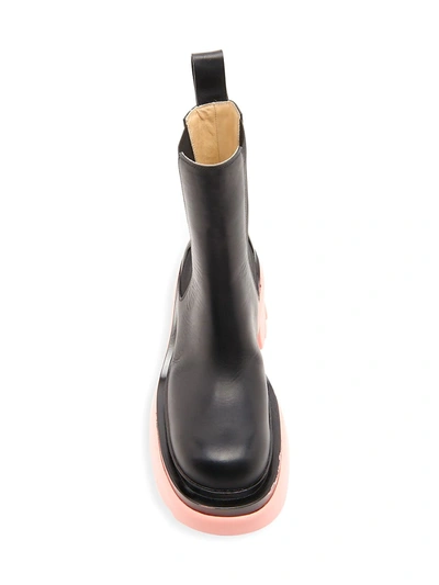 Shop Bottega Veneta Women's Wardrobe 02 Flash Contrast-sole Tire Ankle Boots In Black Flamingo