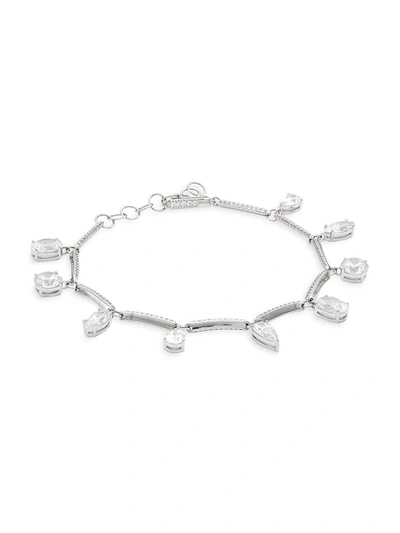 Shop Adriana Orsini Women's Cubic Zirconia Charm Bracelet In Rhodium