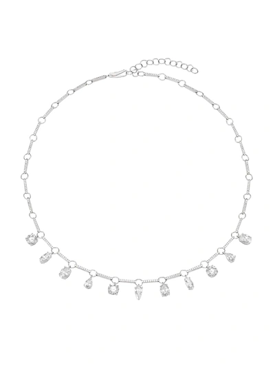 Shop Adriana Orsini Women's Cubic Zirconia & Sterling Silver Charm Necklace In Rhodium