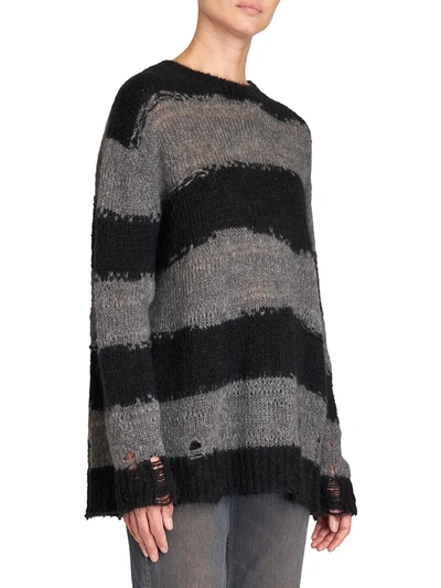 Shop Acne Studios Women's Kalia Block Stripe Distressed Sweater In Grey Black