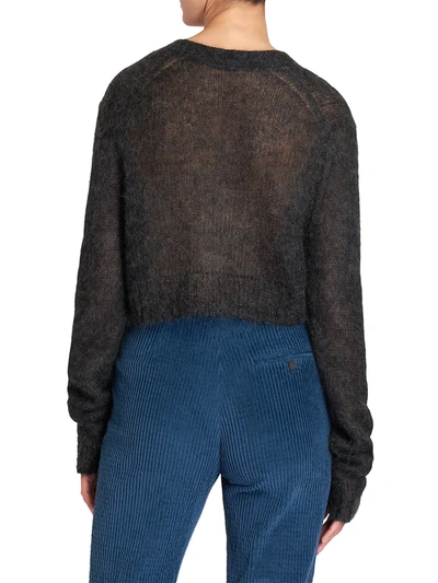 Shop Acne Studios Double Mohair Cropped Cardigan In Pale Blue
