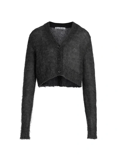 Shop Acne Studios Women's Double Mohair Cropped Cardigan In Anthracite Grey