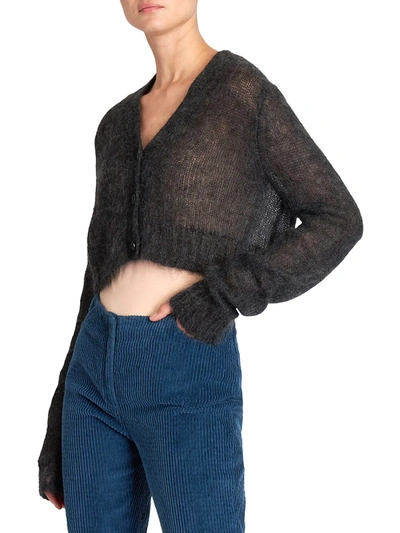 Shop Acne Studios Women's Double Mohair Cropped Cardigan In Anthracite Grey