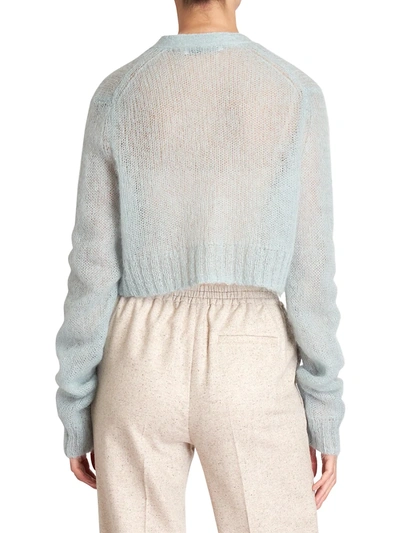 Shop Acne Studios Double Mohair Cropped Cardigan In Pale Blue