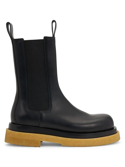 Shop Bottega Veneta Men's Wardrobe 02 Lug Crepe-sole Leather Boots In Black