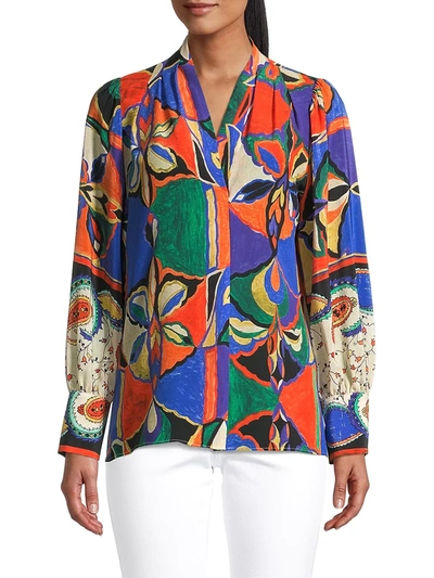 Shop Kobi Halperin Jojo Printed Silk Blouse In Black Multi