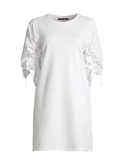 Shop Kobi Halperin Daniella Ruched-sleeve T-shirt Dress In White