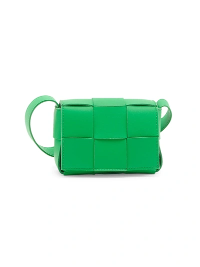 Shop Bottega Veneta Women's Leather Crossbody Card Case In Green