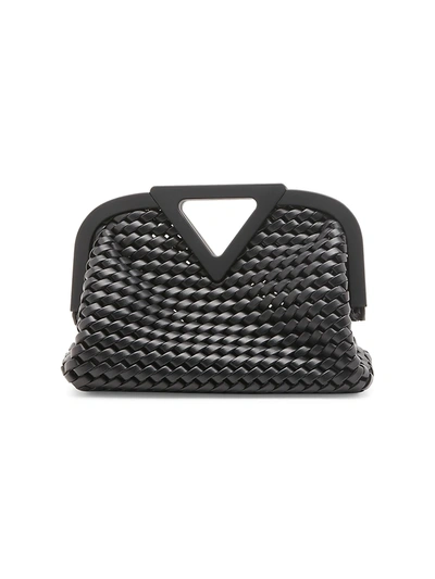 Shop Bottega Veneta Triangle Leather Clutch In Black