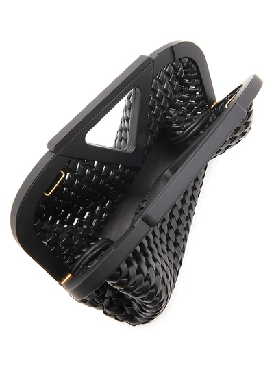 Shop Bottega Veneta Triangle Leather Clutch In Black