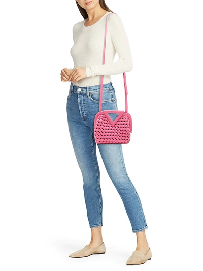 Shop Bottega Veneta Women's Mini Point Leather Crossbody Bag In Pink