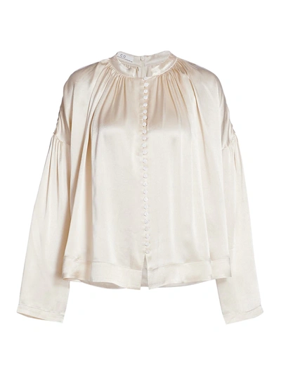 Shop Co Ruched Satin Blouse In Ivory