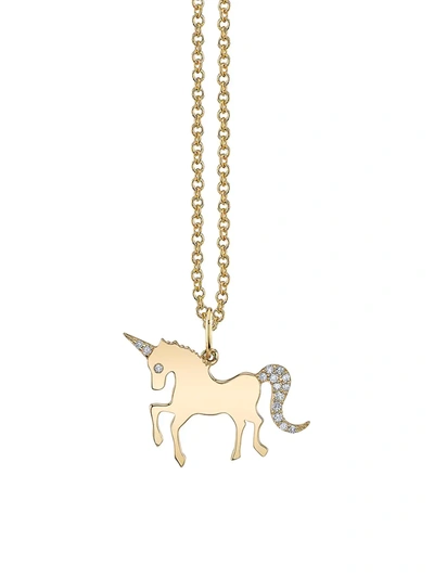 Shop Sydney Evan Women's 14k Yellow Gold & Diamond Unicorn Pendant Necklace