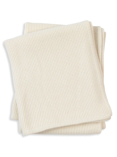 Shop Sofia Cashmere Cashmere Thermal Knit Throw In Light Beige