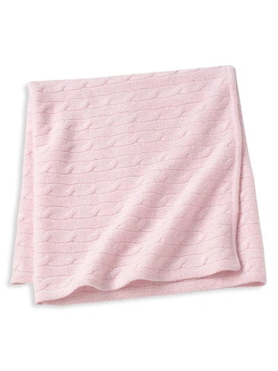 Shop Sofia Cashmere Cable Knit Cashmere Blanket In Light Pink