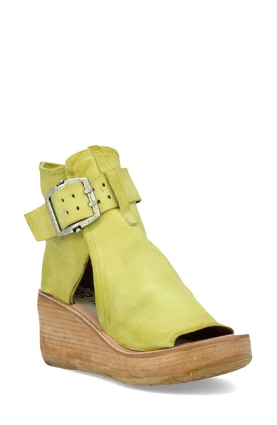 Shop As98 Naya Wedge Sandal In Yellow Leather