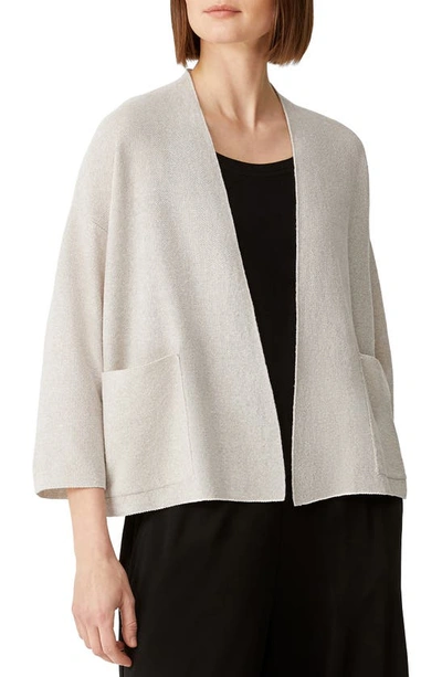 Eileen Fisher Open Front Organic Linen & Cotton Cardigan In Natural White