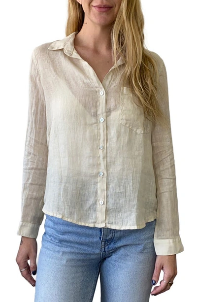Shop Bella Dahl Garment Dyed Linen Button-up Shirt In Safari Khaki